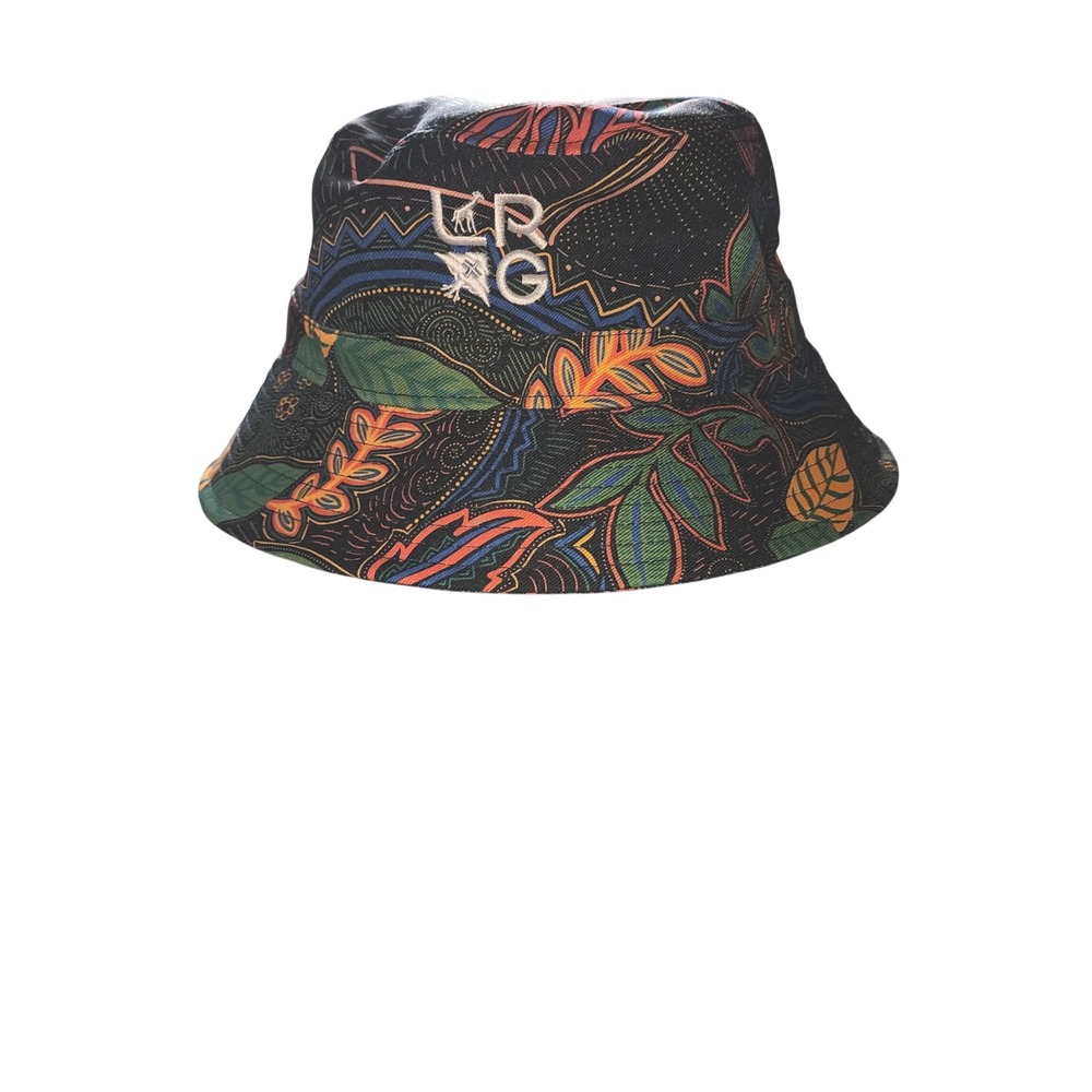 LRG Bucket Hat OS Black Multi Tropical Festive Print Hip Hop Skatercore Sporty